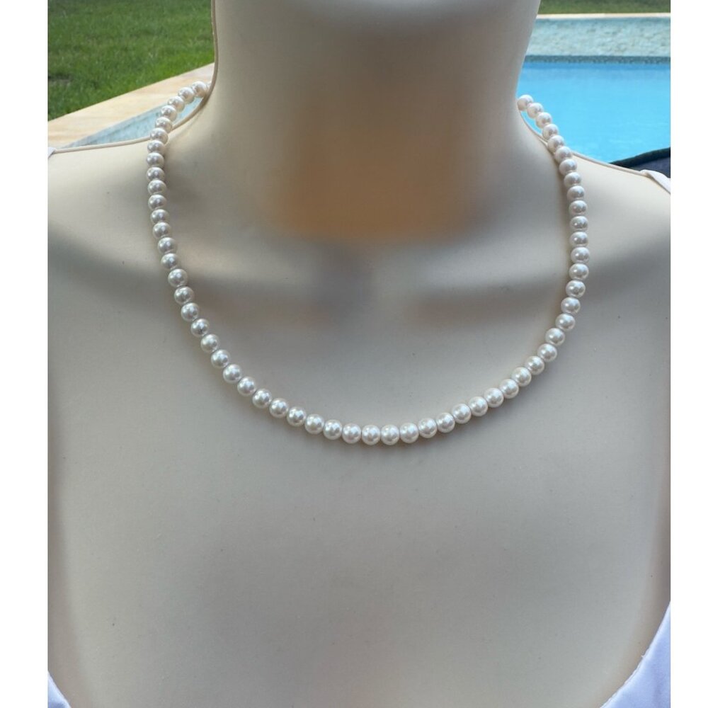 Napier Vintage Designer Faux Pearl Necklace With Gold-Tone Clasp - Picture 3 of 8